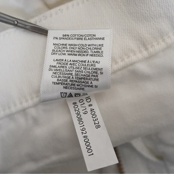 EXPRESS Womens 0 Mid Rise Cropped Legging Side Stripe White Jeans - Picture 11 of 11